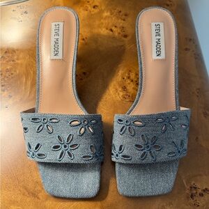 Steve Madden Women's Denim Blue Mules